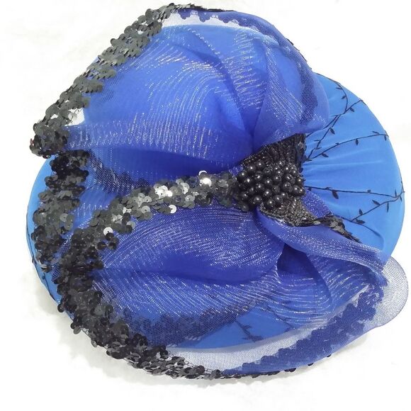 Vintage Glamorous/Elegant 100% Blue Wool Hat USA main image 4